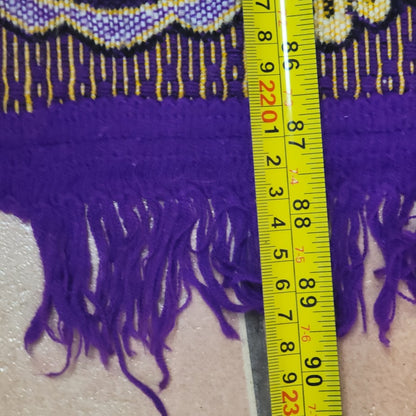 Vintage Regal Purple Peacock Tapestry Throw Blanket 80" x 89" Fringe Queen King