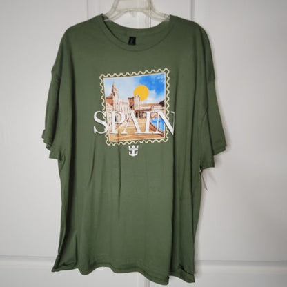Royal Caribbean Graphic T-Shirt Green Spain Travel Souvenir XXXL NWT