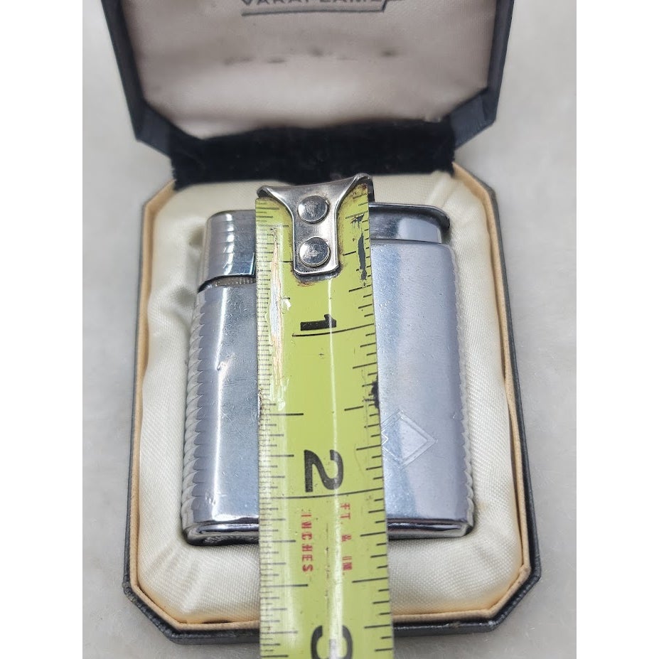 Vintage Ronson Varaflame Butane Lighter Silver Engraved Mid-Century Modern Box
