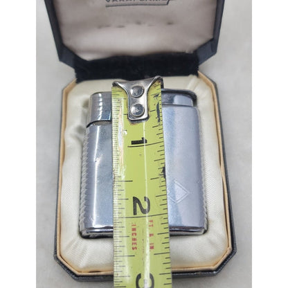 Vintage Ronson Varaflame Butane Lighter Silver Engraved Mid-Century Modern Box