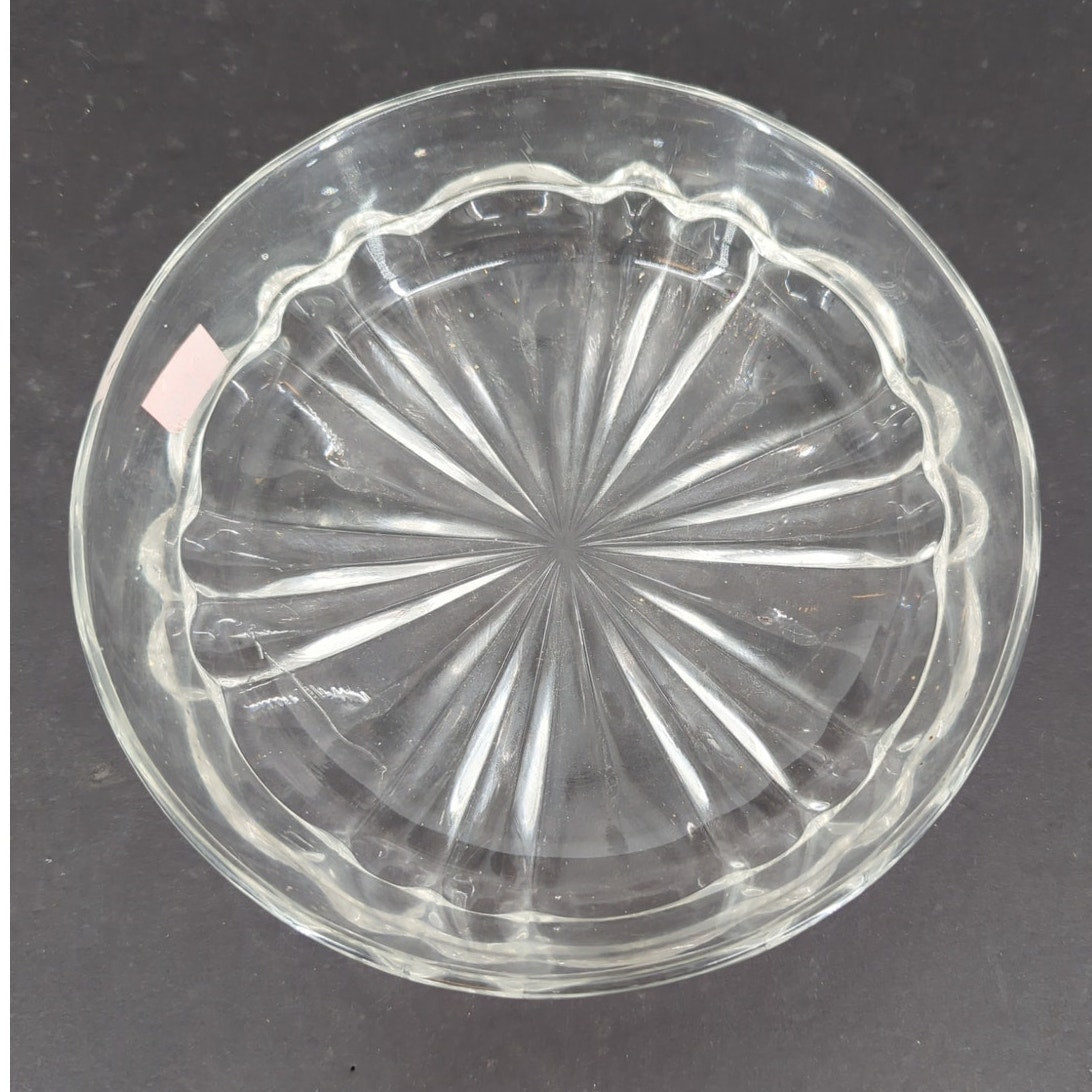 Vintage Clear Cut Glass Dish Sunburst Starburst Floral Base Bowl Trinket Dish