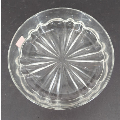 Vintage Clear Cut Glass Dish Sunburst Starburst Floral Base Bowl Trinket Dish