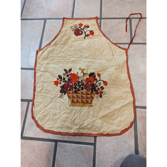 Vintage Quilted Fruit Basket Embroidered Kitchen Apron