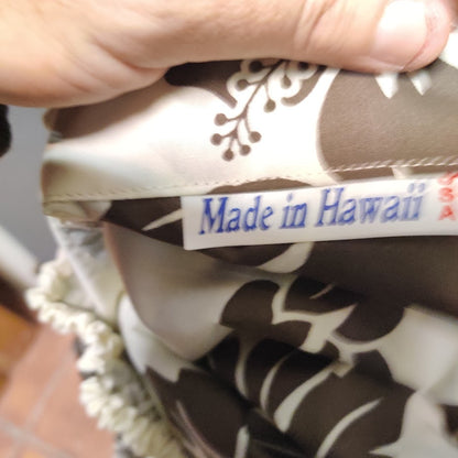 Vintage Hawaiian Pau Skirt Brown Floral Made in Hawaii Hula Dance Adjustable