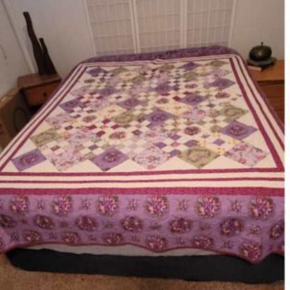 Vintage Floral Patchwork Quilt Set Bedspread 2 Pillow Shams Body Pillow Cover