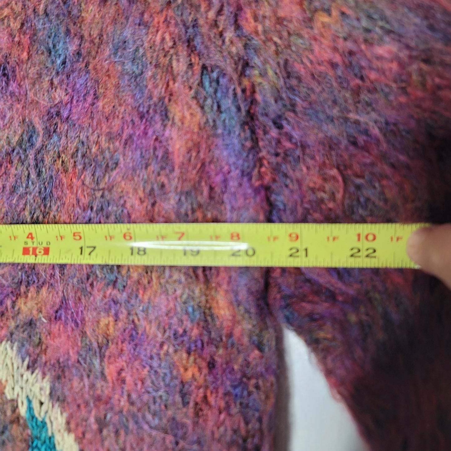 Vintage La Maille Mohair long sleeve sweater Japan XL GREAT buttons pocket Multi