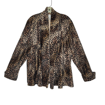 Connected Woman Leopard Cheetah Print Open Front Jacket 2X