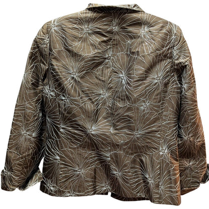 NEW Austin Reed Size 6 Silk Blazer Jacket embroidered brown white