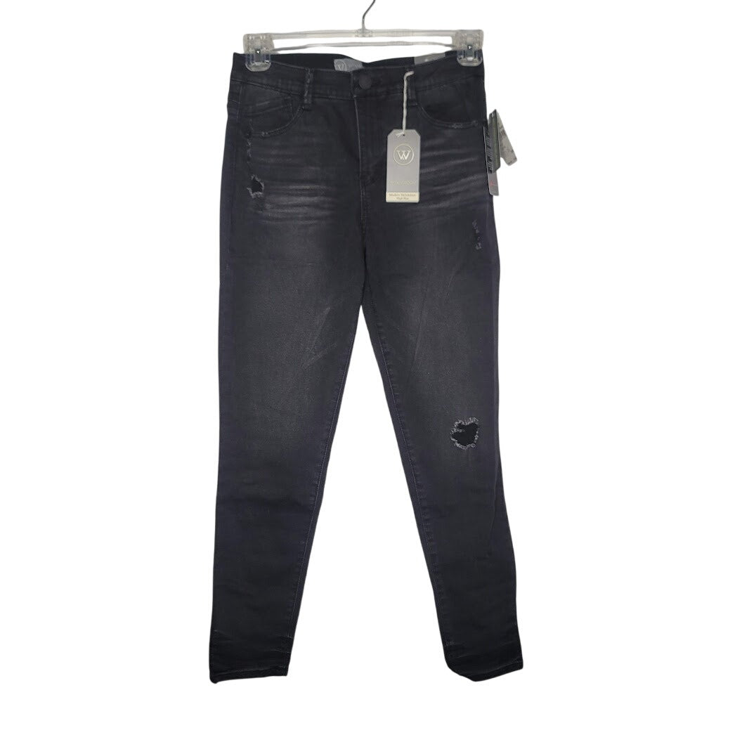 Wit Wisdom Modern Abs Size 4 High Rise Black 28" Distressed Skinny Lycra Jeans