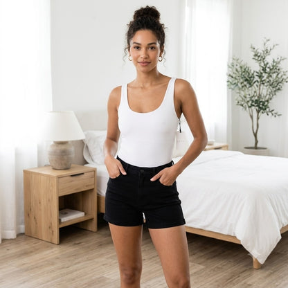 Leith Women's Small Solid White Scoop Neck Bodysuit NWT Thong Casual Layering