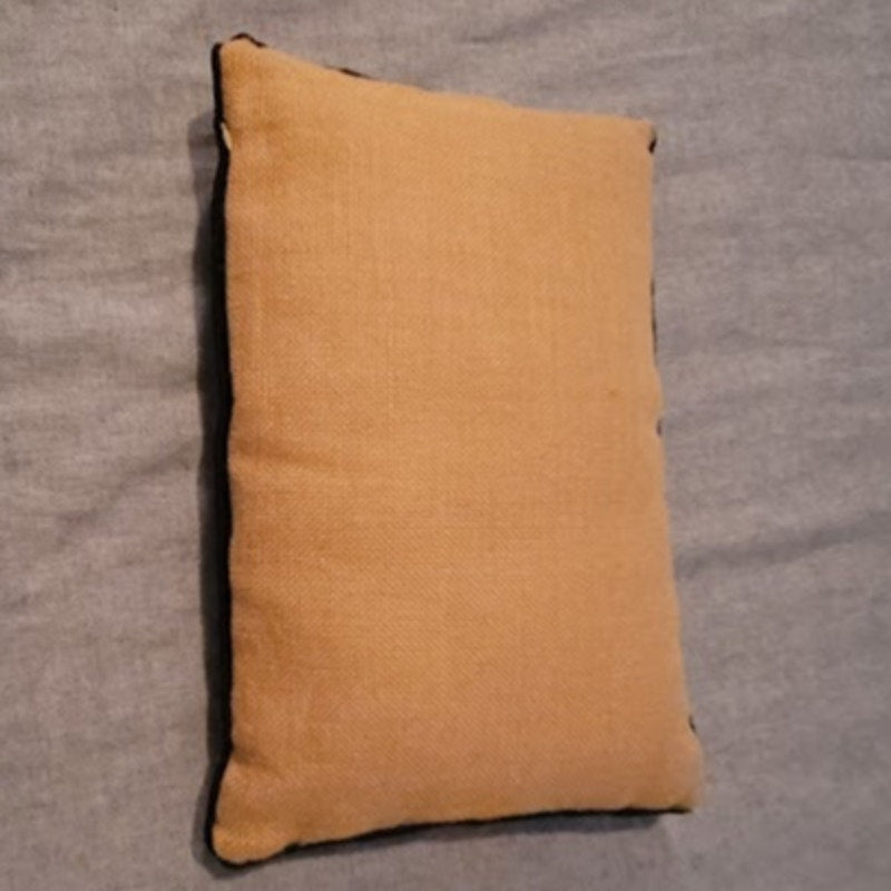 Vintage Folk Art Burlap Owl Pillow Embroidered Boho Rustic Accent Cushion
