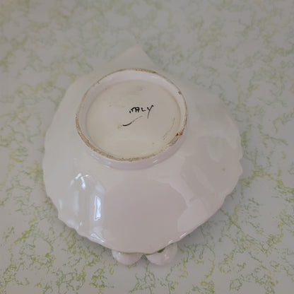 Handpainted fruit trinket dish serving sides Green brown Ceramic Italian