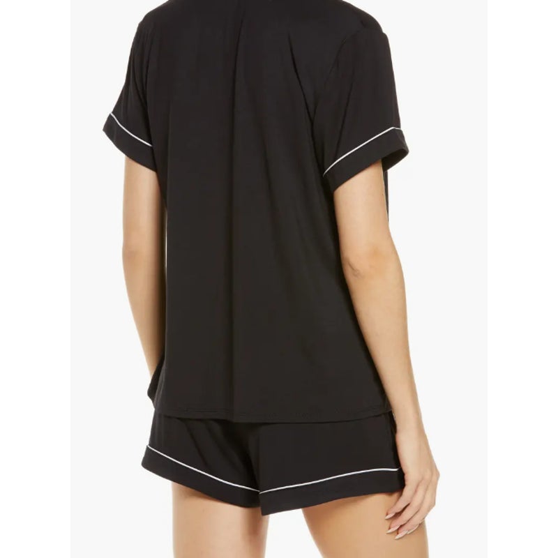 NORDSTROM pjs SET NEW Black w/ White Piping Top and Shorts Pajamas 2pc. XL