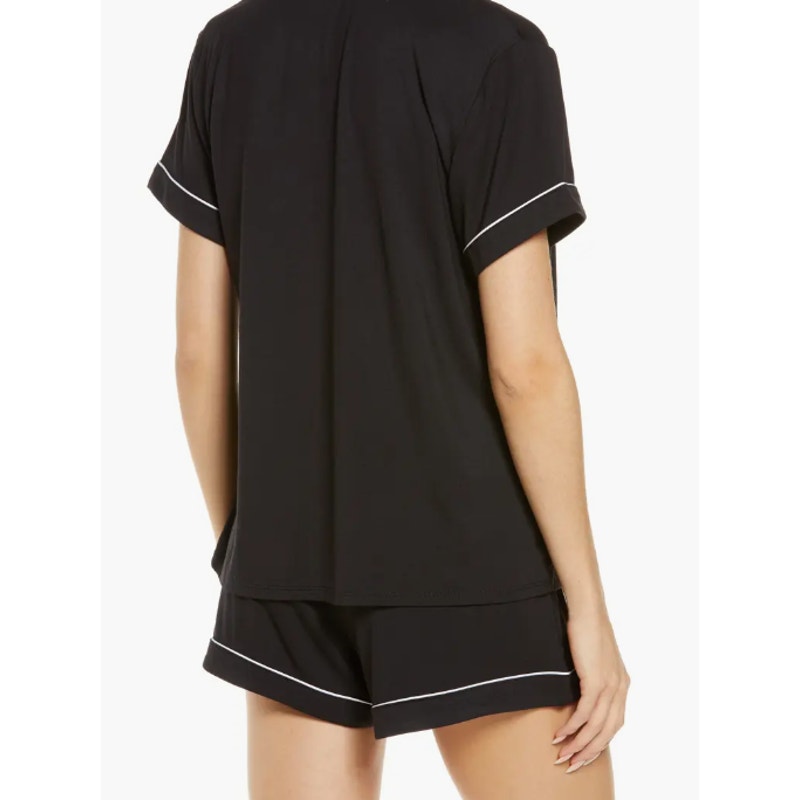 NORDSTROM pjs SET NEW Black w/ White Piping Top and Shorts Pajamas 2pc. XL