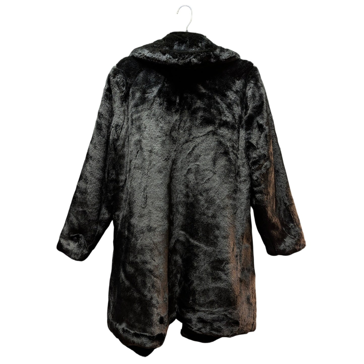Time and Tru Cozy Size Medium 8-10 Black Faux Fur Long Winter Coat Luxe Glam