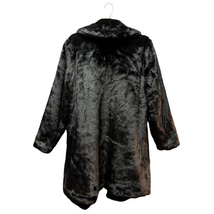 Time and Tru Cozy Size Medium 8-10 Black Faux Fur Long Winter Coat Luxe Glam