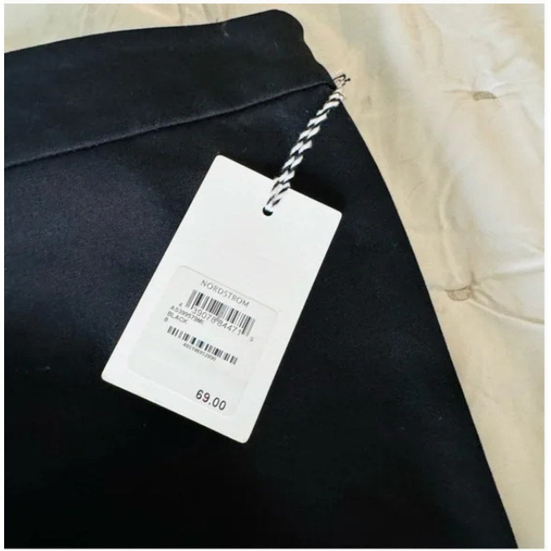1901 black flat front side zip dress pants ankle slit Size 4 Career NEW stretch