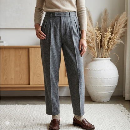 L.L. Bean Vintage Wool lined pleated trousers size 8 gray