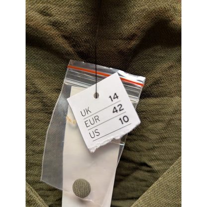 Topshop Sage Green blouse Peasant Crop Top Size 10 Ruffle Nec Puff Sleeve NEW