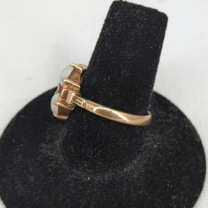Vintage Art Deco 10K Yellow Gold Opal Cluster Cocktail Ring Size 7 Jewelry