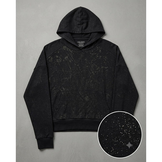 Socialite Women's Black Lightweight Foil Knit Hoodie NWT Size Medium Activewear