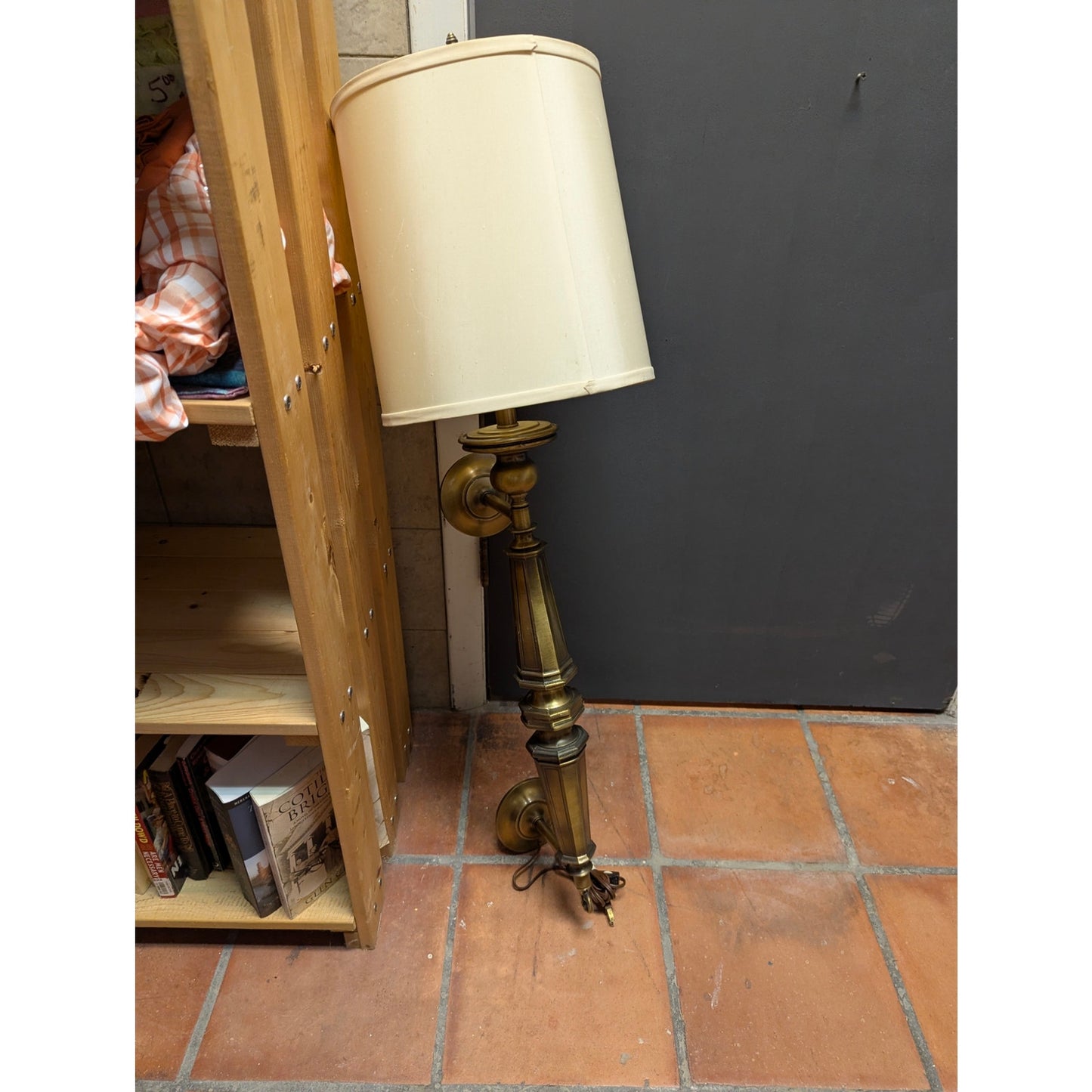 30" Hollywood Regency Pillar Column Double wall mount light fixture Brass Lamp