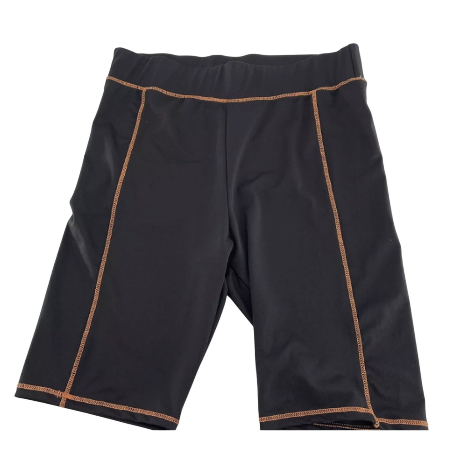 BP small Contrast Stitch Bike Shorts Black Neon Orange NWT Travel Gym Workout