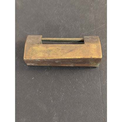 Antique Vintage Chinese Brass Padlock Lock Folding Key Barrel Box Trunk Cabinet