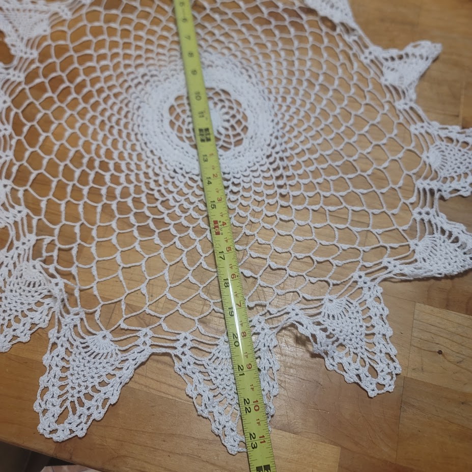Vintage Italian Round Crochet Doily Pineapple Lace Motif White Shabby Chic