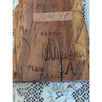 Antique Palauan Storyboard Hand Carved Wood Relief Folk Art Signed Willard Deocr
