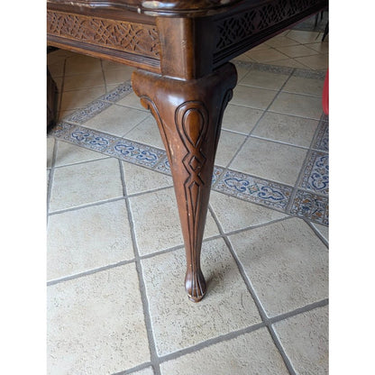 Secondhand Sandies: Dining Table w/ leaf and 6 Chairs Dark Walnut Stain