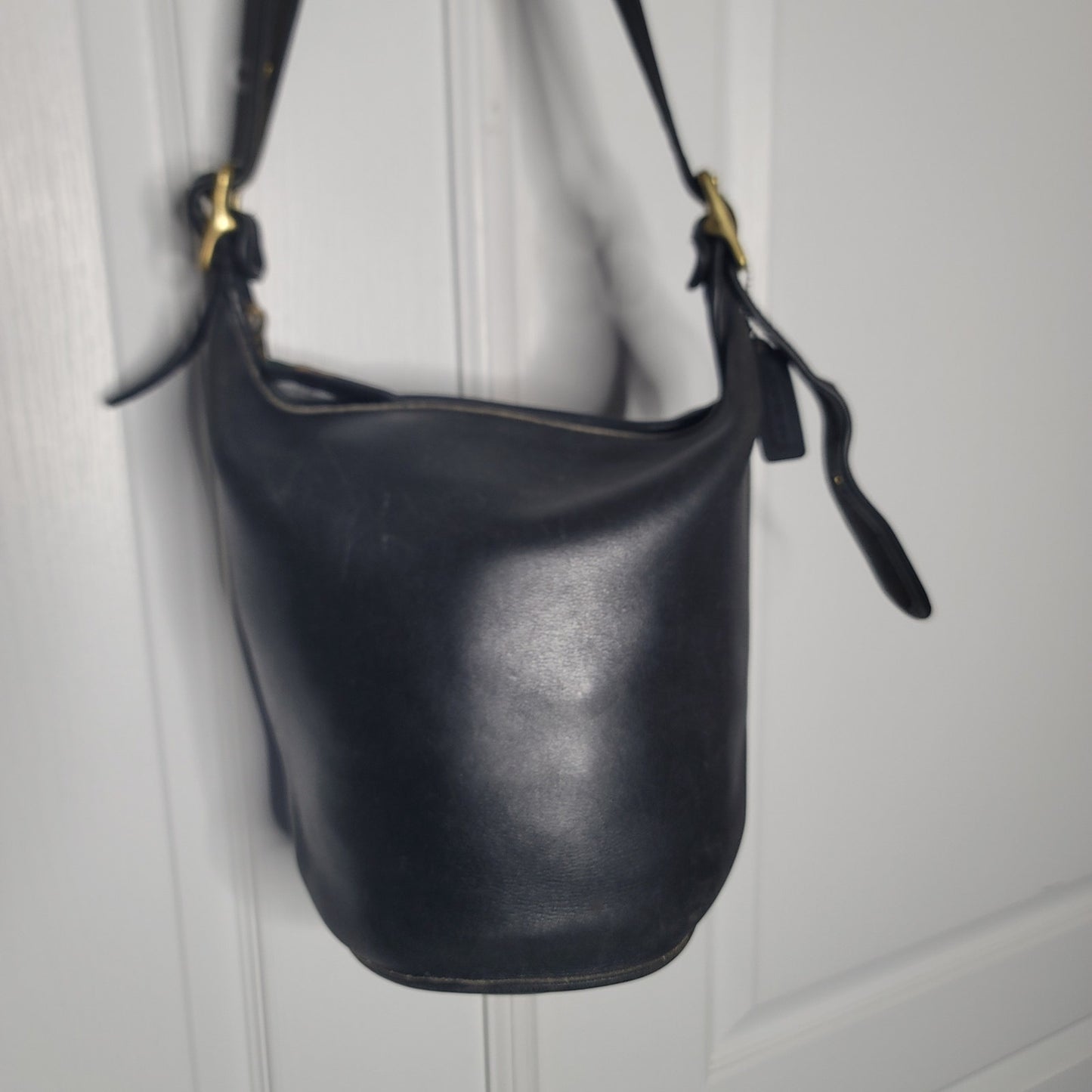 Vintage Coach Helen Berg's Legacy Bucket Duffle Bag black glove-tanned leather