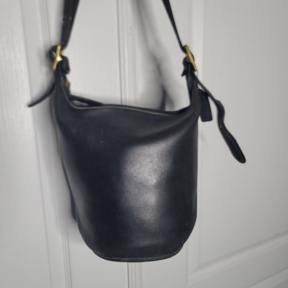 Vintage Coach Helen Berg's Legacy Bucket Duffle Bag black glove-tanned leather