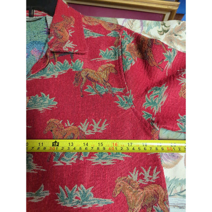 Vintage Ashley Knits Red Horse Tapestry Jacket Small Western Cowgirl Whimsical