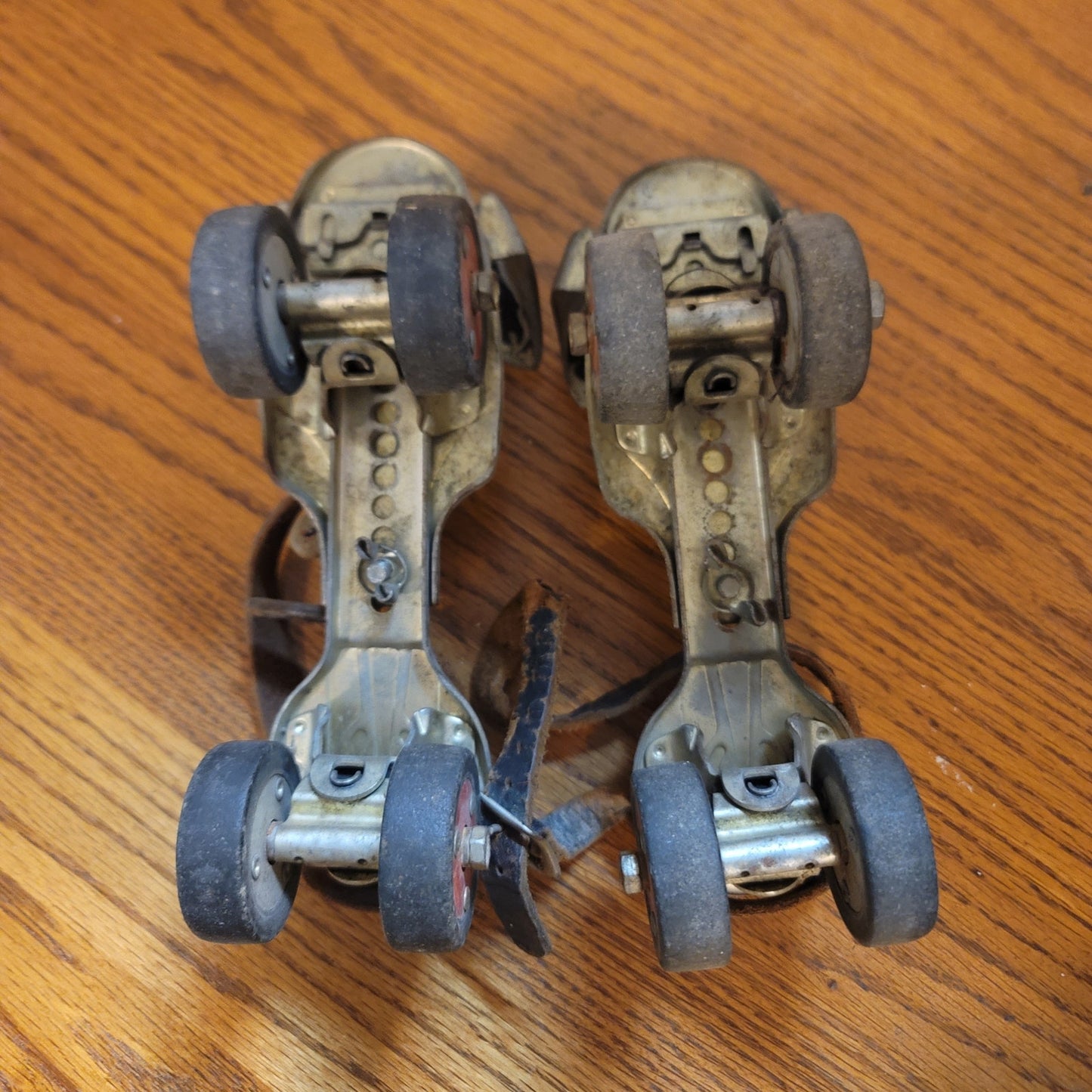 Vintage Sears Adjustable Metal Roller Skates Antique Pair with Leather Straps