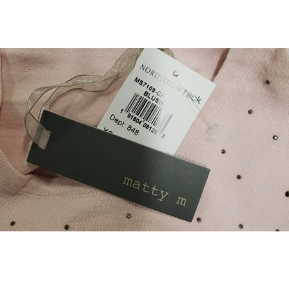 Matty M Blush Pink Embellished Crewneck Long Sleeves Sweater Size MEDIUM NEW