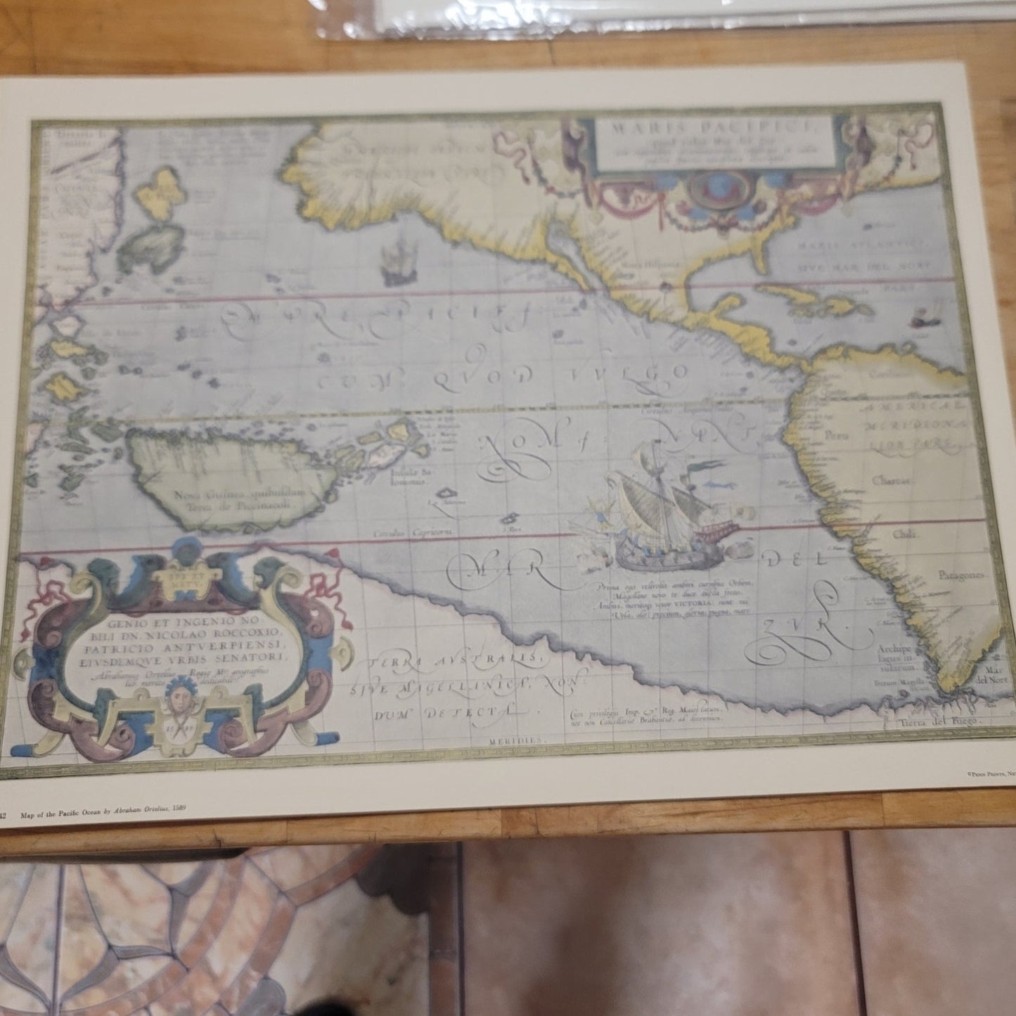 Unframed Vintage Repro 17x12.5 P 2642 Map Pacific Ocean Academia