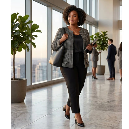 George Woman Black and White Tweed Blazer Size 18W/20W Plus Size Lined