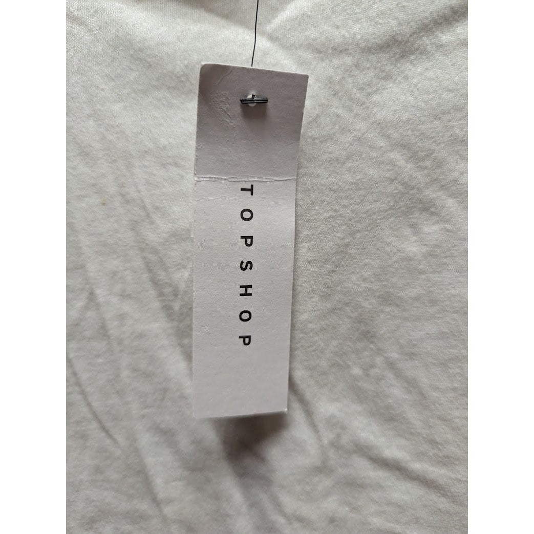 Topshop Women's White Short-Sleeve Cropped Tie-Back Top NWT Size 8 Medium