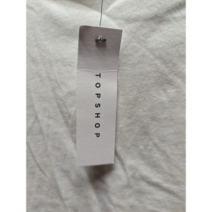 Topshop Women's White Short-Sleeve Cropped Tie-Back Top NWT Size 8 Medium
