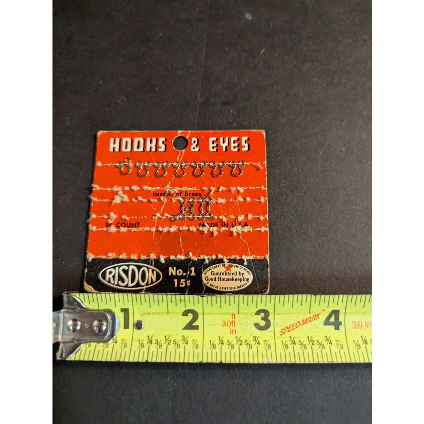 Vintage Risdon Sewing Card Hooks and Eyes No 3 Size 131 Notion Ephemera