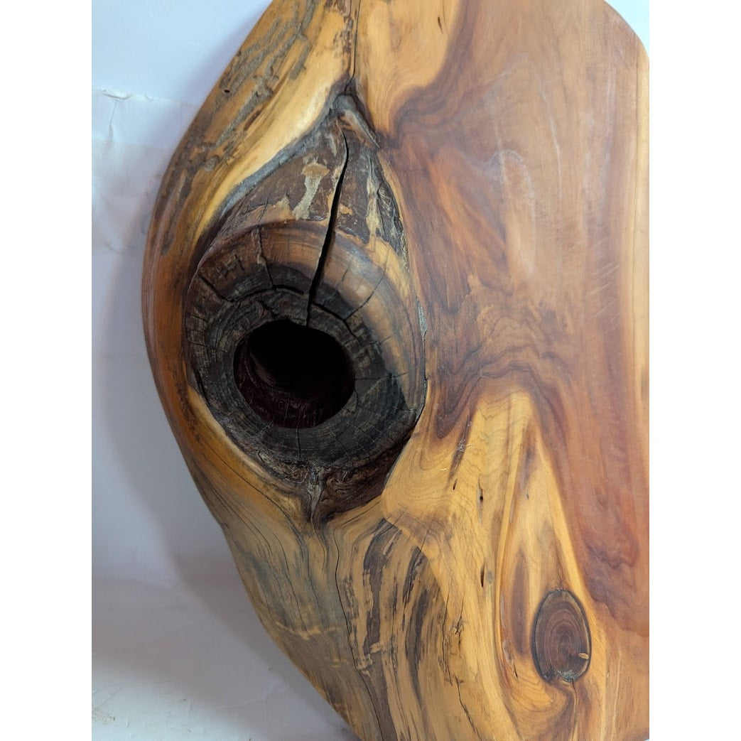 Handmade two tone wood Charcuterie Cheese Serving Board Vase Candle Hold 17"x12"