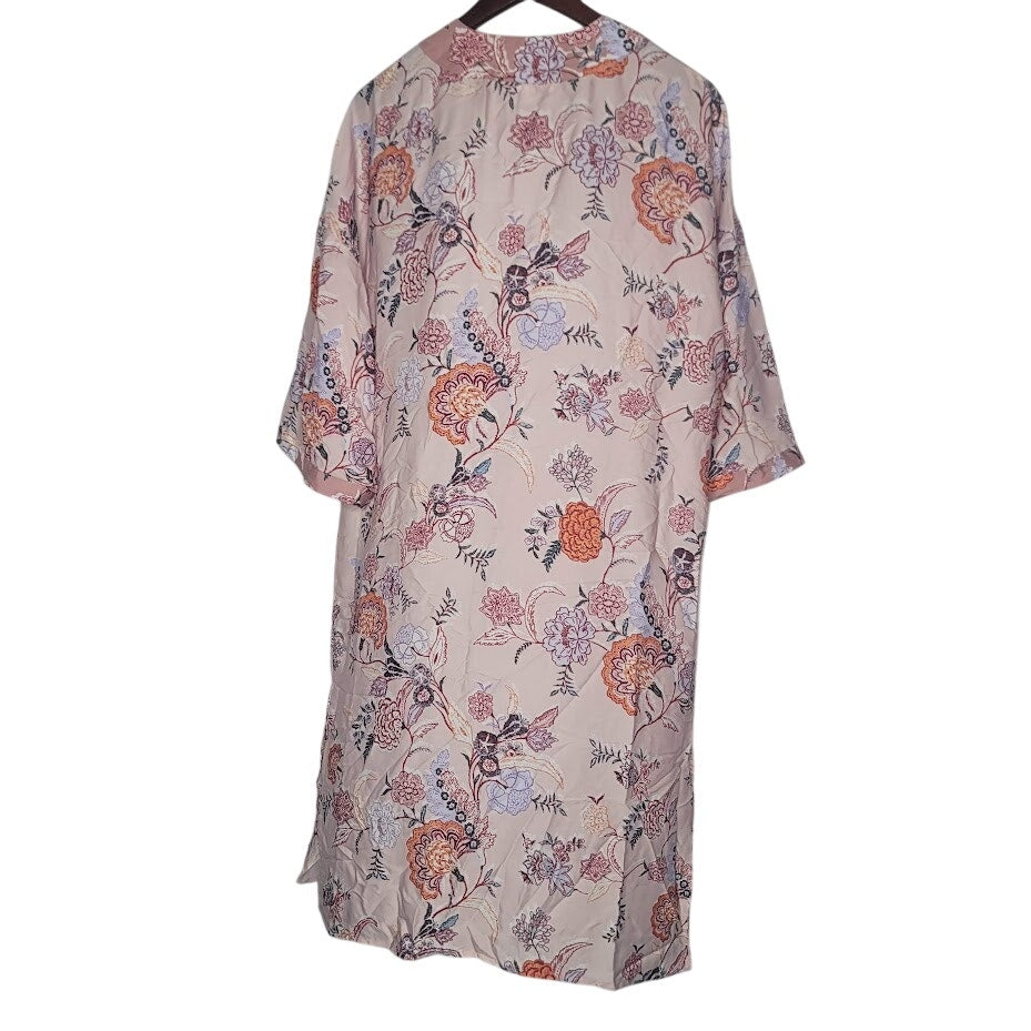 DR2 Rainn PINK Floral Kimono small / Extra Small NEW Open Front Knee Length New