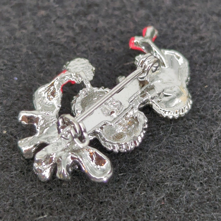 Vintage Silver-Tone Textured Poodle Dog Brooch Pin