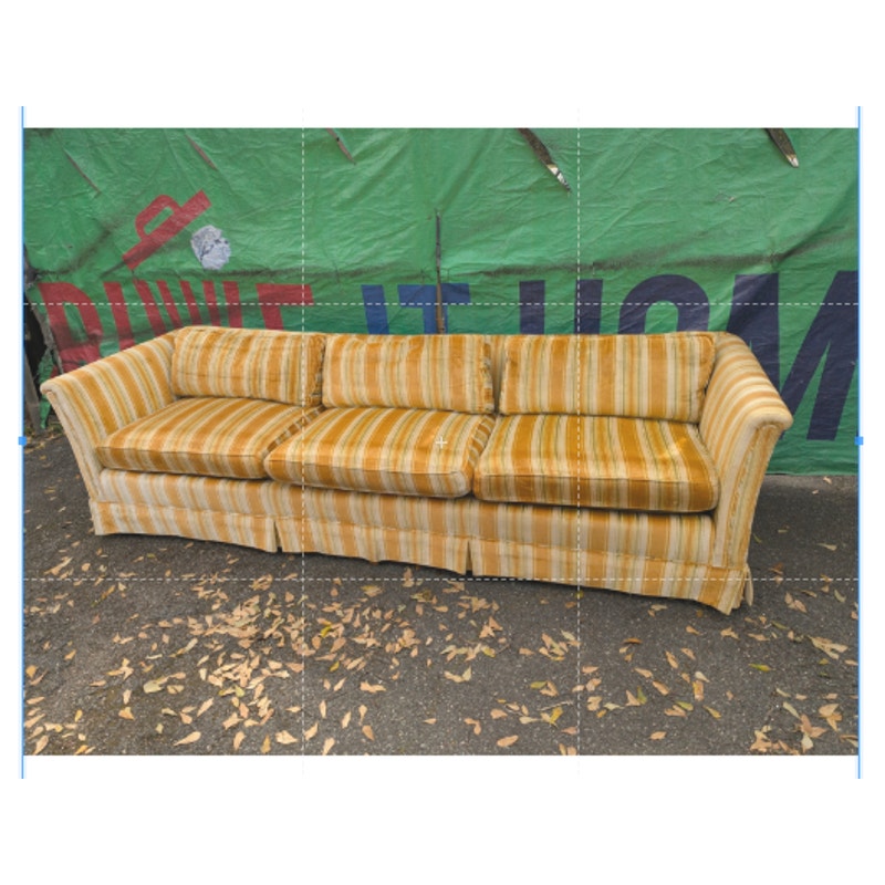 Secondhand Sandies: Vintage MCM Striped Velvet 8 Foot Couch. AMAZING