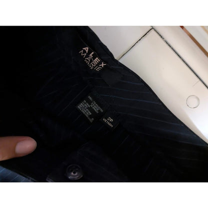Alex Marie Navy Blue Pinstripe trouser Career Size 2P boot cut flat front