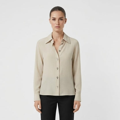 Judy Bond Vintage Light Green Button Up Shirt Long Sleeve Collar Top Blouse