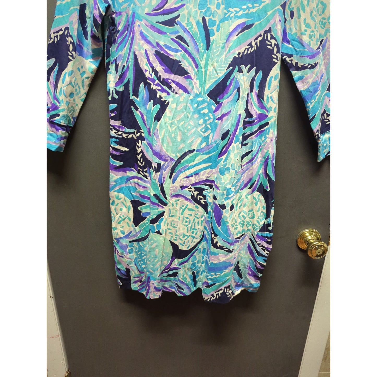 Lilly Pulitzer Hollee shift dress MEDIUM "Alotta Colada" print keyhole back