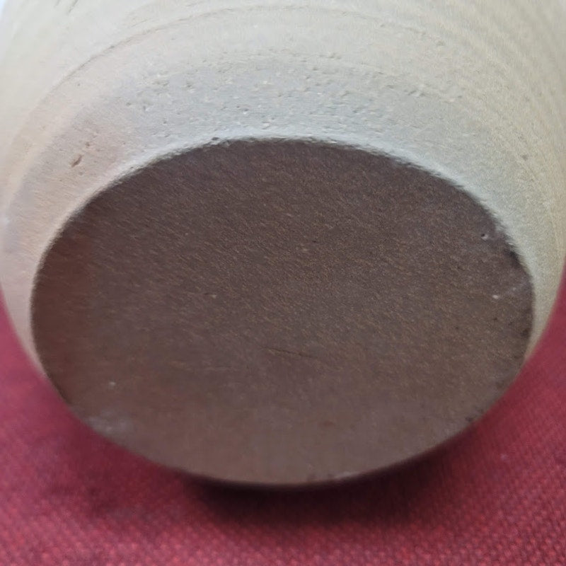 Art Pottery 16.5" Earthtones Vase Signed Steve Burrow 1990 Tan Cream Black