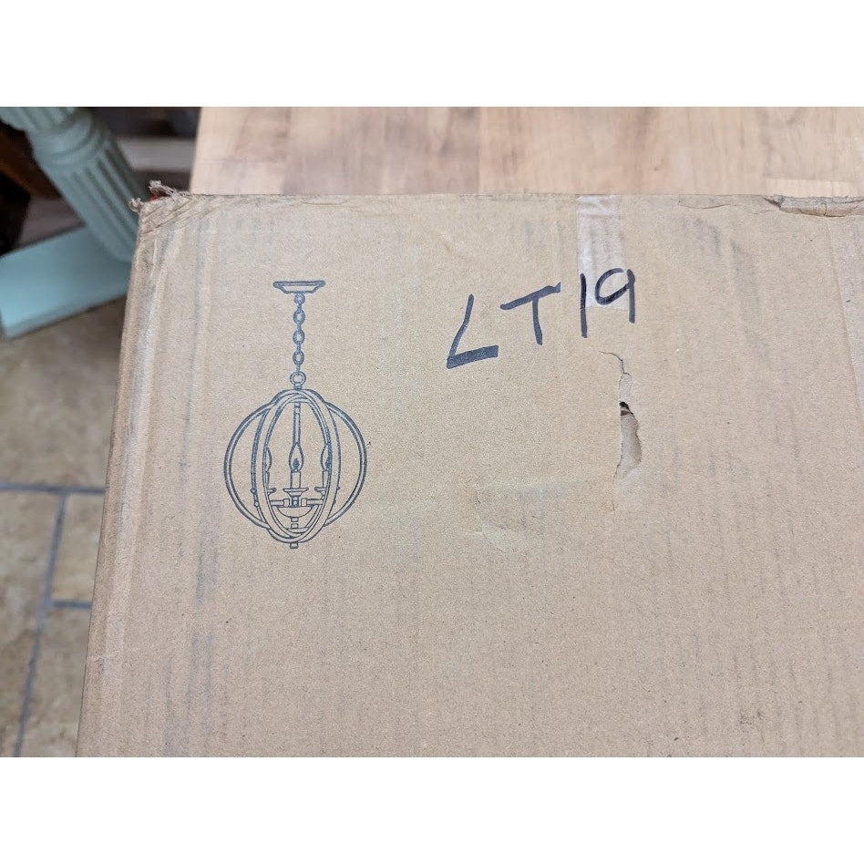 LNC Theophanis 3-Light Small Gold Chandelier NEW light hanging sphere globe